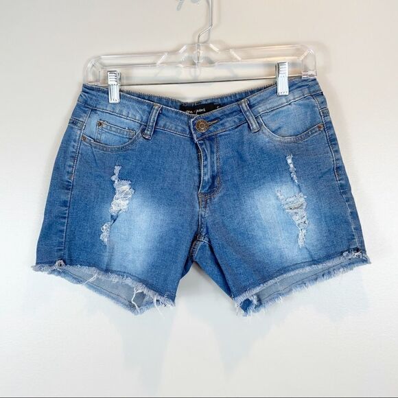 🌺3 FOR $20🌺 - Hype Jeans Butt Hugger distressed shorts frayed 5 - Picture 1 of 6